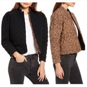Something Navy Reversible Quilted Animal Print Jacket XXS